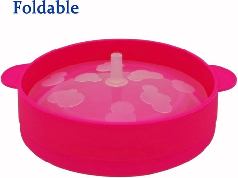 Mini Microwave Popcorn Popper, BPA Free Silicone Collapsible Popcorn Maker, Dishwasher Safe (Vibrant Pink)