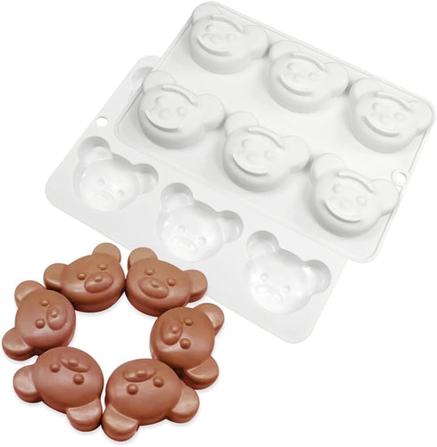 6 Cavity Bear Silicone Chocolate Mold for DIY Cake, Ice Cubes, Pastry, Biscuit, Manual Baking Accessories