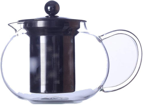 Hofu Small Clear High Borosilicate Glass Tea Pot with Removable 304 Stainless Steel Infuser, 660 ml