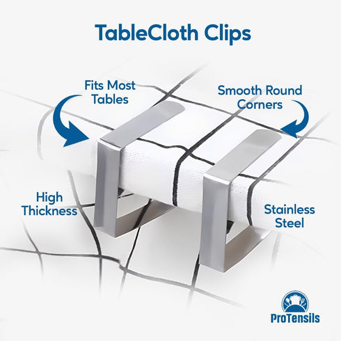 12Pcs 2.5 Picnic Tablecloth Clips for Outdoor Tables - Stainless Steel Large Table Cloth Clip, Fits for Thick Tables