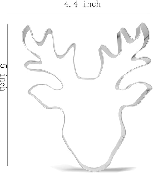 5 inch Large Christmas Reindeer Face Cookie Cutter, Stainless Steel