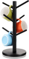 Mug Tree - Thicker Base Coffee Cup Holder for Countertop, Sturdy Wood Stand with 6 Hooks