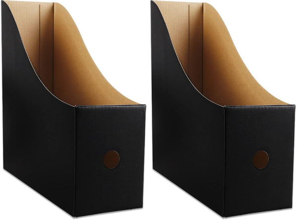 Black Magazine Holder (2 Pack), 10.6'' H × 10.2'' L × 3.5'' W, Magazine File Holder for Home, Office, Desk Storage Box