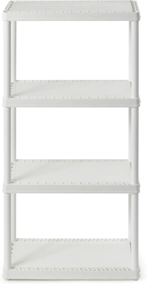 Gracious Living 4 Shelf Organizer System for Home, Garage, Basement, and Laundry - Fixed Height, White