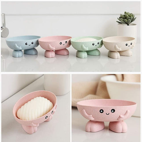 Soap Holder, Cute Soap Dish for Kids, Creative Bar Soap Tray for Shower and Kitchen Countertop - Pink
