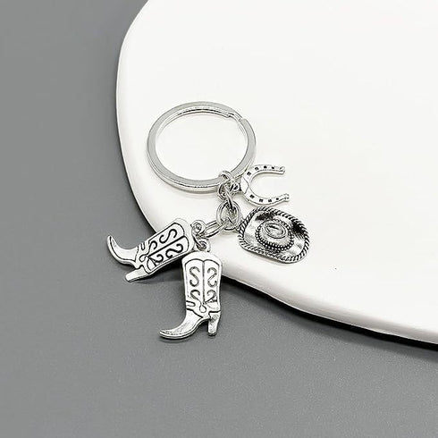 iMagitek 25 Pcs Western Cowboy Keychains - Western Party Favors Hat Boot Horseshoe Keychains for Guests
