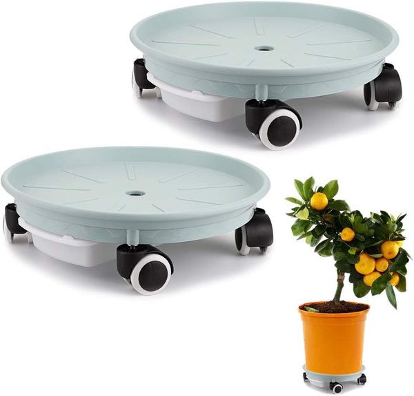 Skelang 2-Pack 13.39' Plant Caddy with Water Drawer, Movable Planter Dolly, Plant Stand