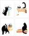 LHIUEM Black Cat Bathroom Decor, Funny Wall Art Set of 4, 8"X10", Unframed, Kitten Pictures