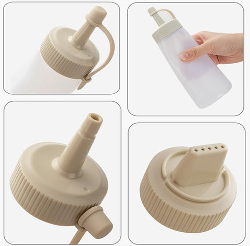 3 350ML/11.8OZ Pcs Condiment Squeeze Bottle Ketchup Salad Honey Mustard Dressing Plastic Sauce Bottle (D)