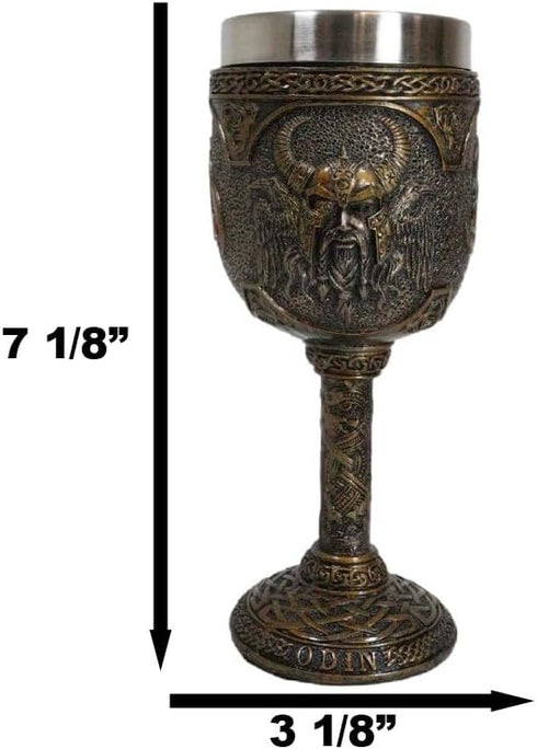 Ebros Norse Mythology Viking Alfather Odin God Of Asgard, 7oz Resin Wine Goblet Chalice with Stainless Steel Liner