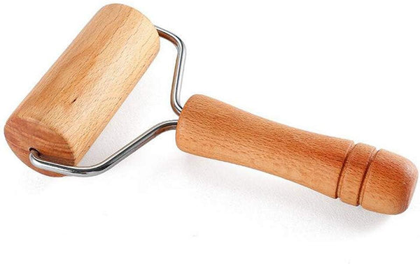 Lasenersm 1 Piece 9.5cm Wide Wooden Pastry Pizza Roller Brayer for Baking and 5D Diamond-Paint Art