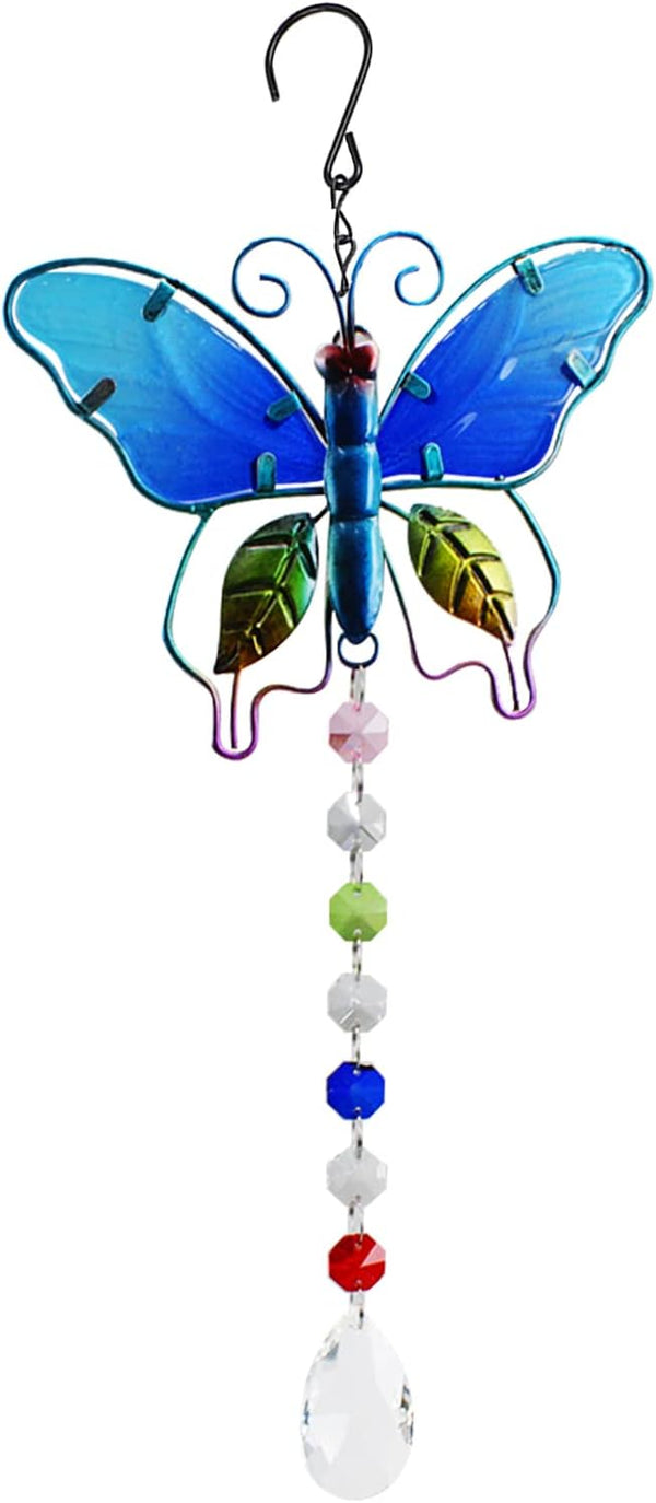 Andiker Crystal Suncatchers Hanging, Stained Glass Butterfly Crystal Ball Prisms Ornament, Rainbow