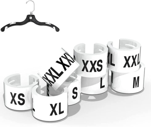 Discount Sizing White Hanger 800 Size Clips XXS-XXXL - Garment Markers for Retail Closet Organization