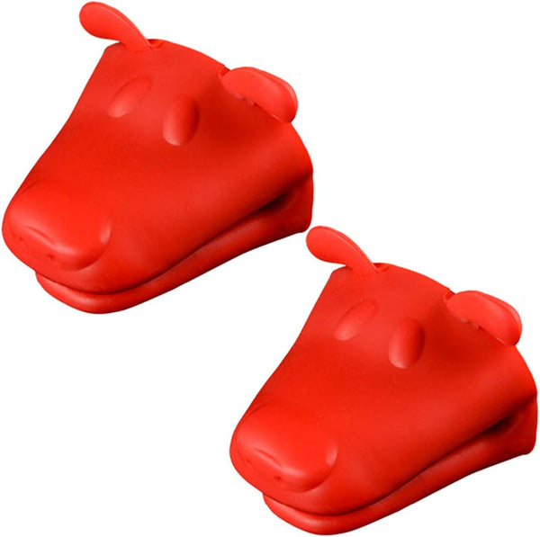 Mini Oven Mitts Gloves - BPA Free Silicone, Heat Resistant Cooking Potholder for Kitchen & Baking (Red)