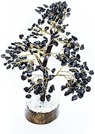 Black Tourmaline Gemstone Tree of Life - Handmade Chakra Tree for Positive Energy, Feng Shui Decor, Good Luck Gift