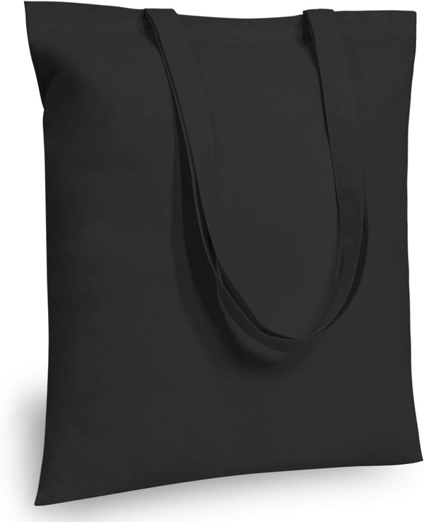 TOPDesign 5-Pack Economical Black Cotton Tote Bag - 16"x15" Lightweight Reusable Grocery Shopping Bags