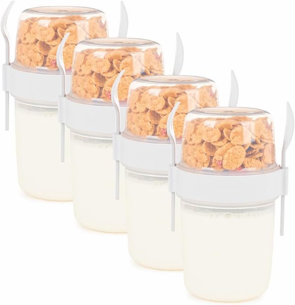 4 Pack On The Go 37 oz Breakfast Cups with Lids and