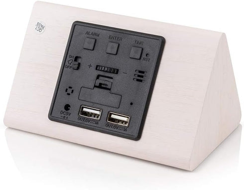 OCT17 Wooden Wood Clock, New Version LED Alarm Digital Desk Clock Adjustable Brightness, Displays Time Date Temperature