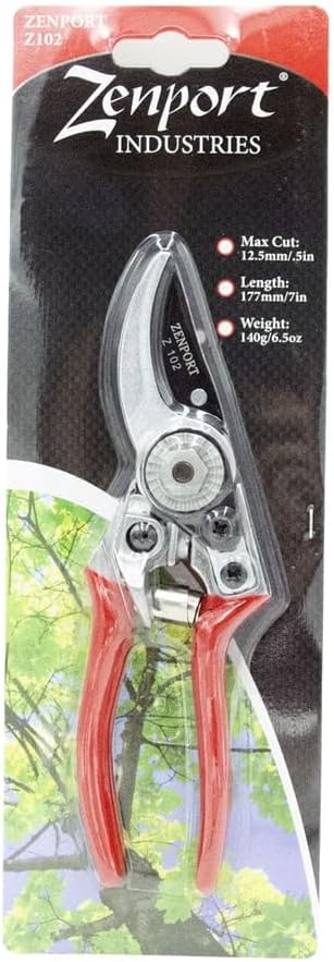 Zenport Z102 Swiss Style Hand Pruner, 0.8-Inch Cut, Die Cast Steel, 7-Inch Length