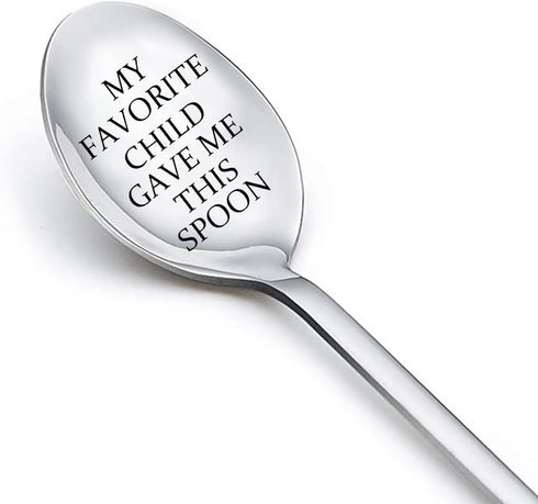 Mom Dad Gifts Spoon for Women, Mama Gifts from Daughter, Father Gifts for Men, Engraved Coffee Tea Spoons