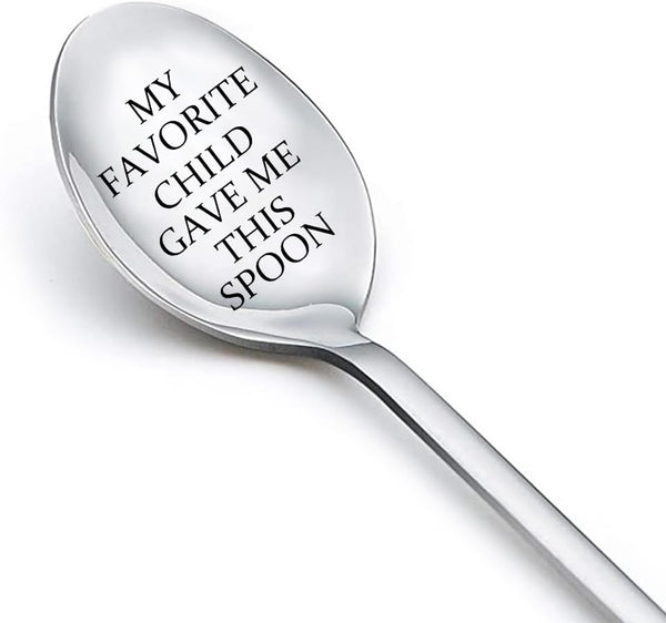 Mom Dad Gifts Spoon for Women, Mama Gifts from Daughter, Father Gifts for Men, Engraved Coffee Tea Spoons