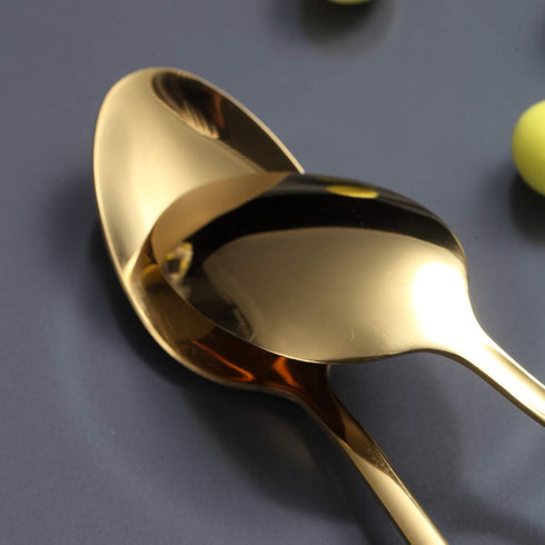 Gold Dinner Spoon Set of 4 - Berglander 7.5" Stainless Steel Titanium Plating Shiny Gold Soup Spoons