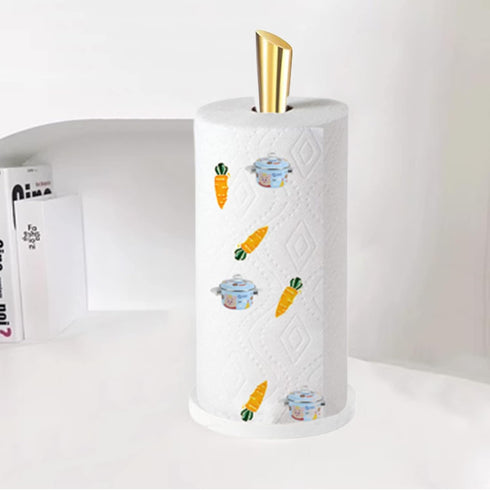 Gold Paper Towel Holder Countertop - Marble Paper Towel Holder for Kitchen & Bathroom, Stainless Steel for Easy