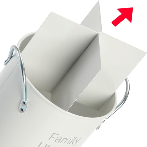 4 Compartment Kitchen Utensil Holder - 5.7 Inch Large Metal Caddy for Countertop, Removable Divider, White