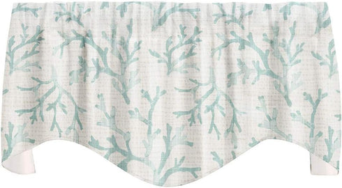 Turquoise Blue Valances for Windows, 53x18 Inches Cotton Curtains for Kitchen or Living Room Beach Coastal Decor