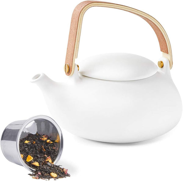 ZENS Teapot with Infuser, Ceramic Japanese 2cup Teapot for Loose Leaf Tea,