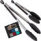 Gorilla Grip BBQ Kitchen Tongs Set of 2, 7 and 9 Inch, Black, Non Scratch Silicone Tip for Nonstick Cooking Pans