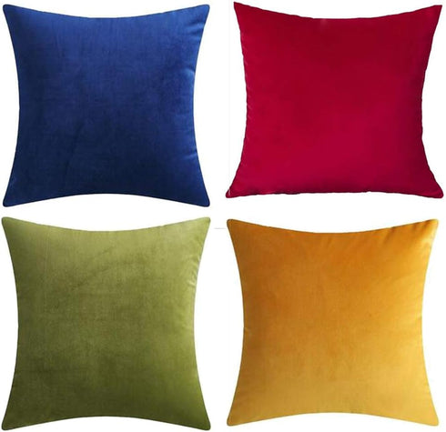 Andreannie Pack of 4 Gold Velvet Decorative Throw Pillow Covers, 18x18 Soft Cushion Case for Couch Sofa Bed (Mixed 4