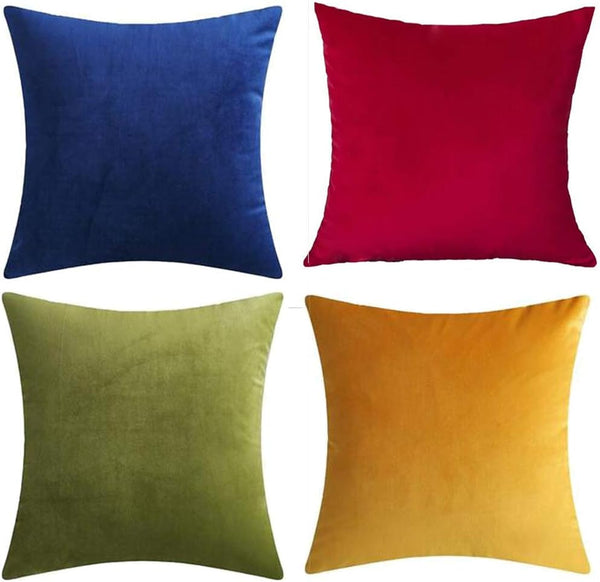 Andreannie Pack of 4 Gold Velvet Decorative Throw Pillow Covers, 18x18 Soft Cushion Case for Couch Sofa Bed (Mixed 4