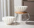 Ceramic Coffee Dripper - Elegant Flower Shape Pour Over Coffee Maker with Wood Stand (White)