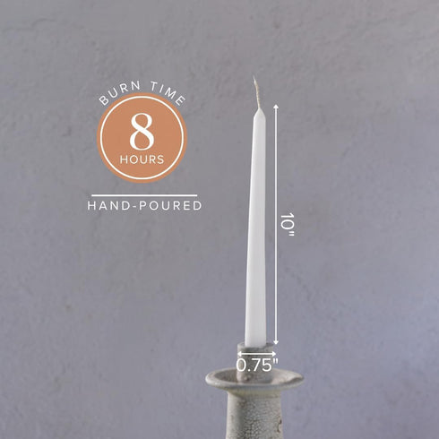 Simply Soson 10 Inch White Taper Candle Sticks - Set of 30 Dripless Tall Candles