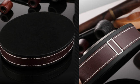Leather Stainless Steel Cigarette Ashtray Modern Tabletop Ashtrays for Indoor Smoking, Gift for Smokers