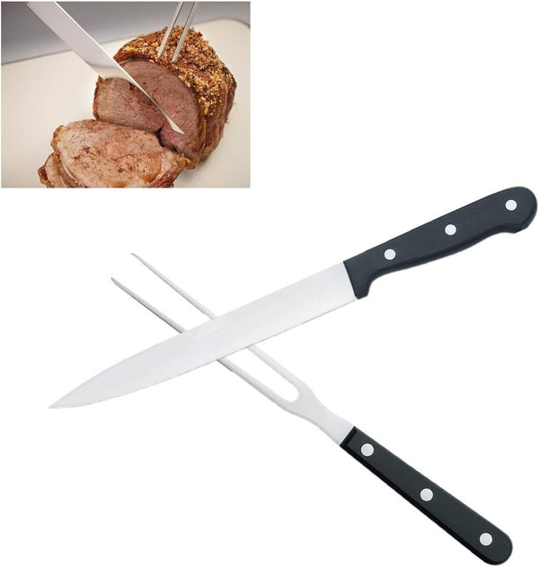Carving Knife Set for Meat, Set of 2 Stainless Steel Slicer and Fork for BBQ Tools