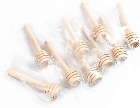 24 Pack Mini Wooden Honey Dipper Sticks - 3 inch Individually Wrapped Server for Honey Jar Dispense