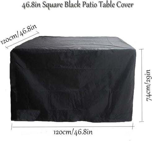 FLR 48x48x29in Patio Table Cover Square Black Waterproof Outdoor Dinner Protector Dust-Proof Table Desk Cover Furniture
