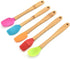 Vctitil 3 Pcs Mini Silicone Spoons, Heat Resistant Mini Stirring Spoon with Bamboo Handle for Cooking, Baking, Mixing,