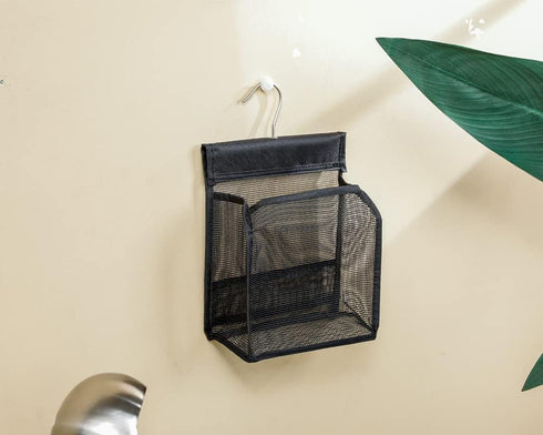ALYER Hanging Mesh Shower Caddy Organizer - Bathroom Storage Bag with Hooks for College Dorm, Gym, RV and Travel, Black