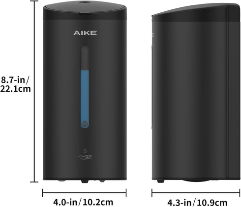 AIKE Wall-Mount Automatic Liquid Soap Dispenser 27oz Large Capacity Matte Black Model AK1205