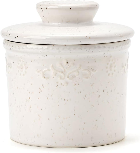 XELA Ceramic Butter Dish - French Butter Crock With Water Line -