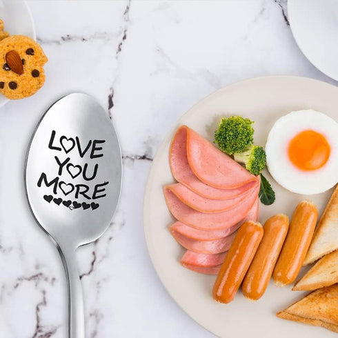 Love You More Spoon Gifts for Couples, Anniversary Valentine Gifts for Husband Wife Boyfriend Girlfriend