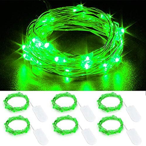 YKB 6 Pack Green LED Starry String Lights with 20 Mini LEDs on