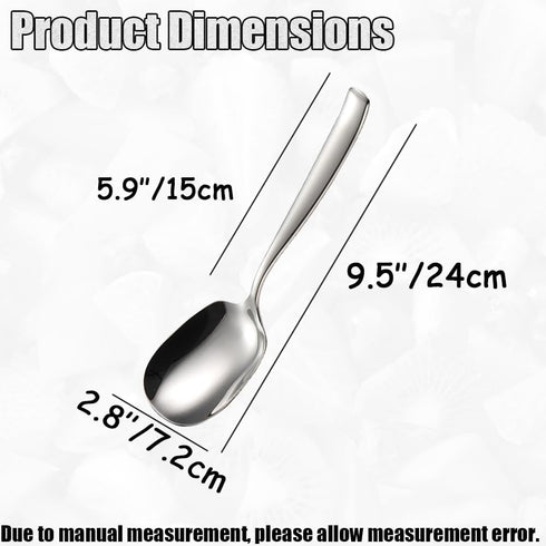 X-Large Buffet Serving Spoons,Heavy Duty Square head Spoons,9.5X2.8 inches 316L Stainless Steel Serving Spoons Pack of 2,Silver