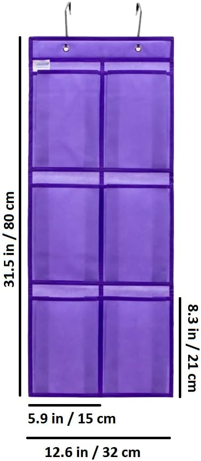 6 Closet 2 Over The Narrow Door Shoe Organizer Hanging Large Fabric Pockets Back Door Shoe Holder for with Hooks