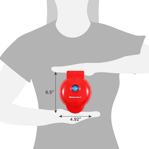 Elite Gourmet EWM015R Electric Nonstick Mini Waffle Maker, Compact Design for Belgian Waffles, Red