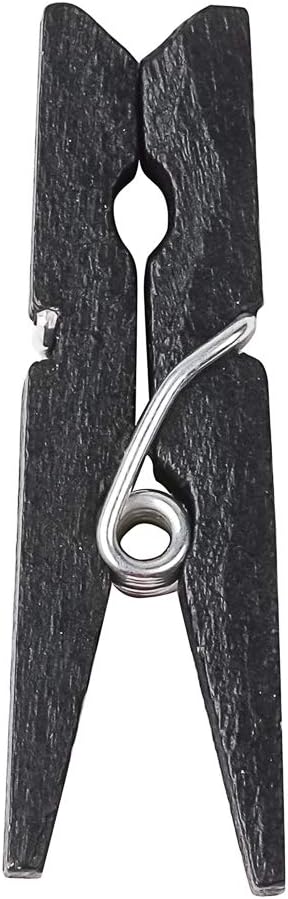 Restaurantware 1.2 Inch Black Clothespins, 50 Mini Disposable Sturdy Bamboo Wooden Clips for Appetizers