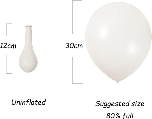 KOMOREBI White Balloons 12 Inch 100pcs Plain Latex Balloons for Birthday Engagement Wedding Baby Shower Party